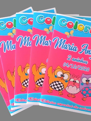 Livro de colorir personalizado - bubu e as corujinhas