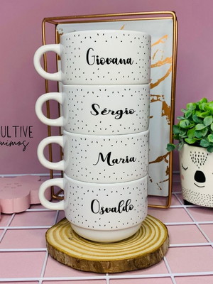 Kit com 4 xícaras personalizadas - casamento