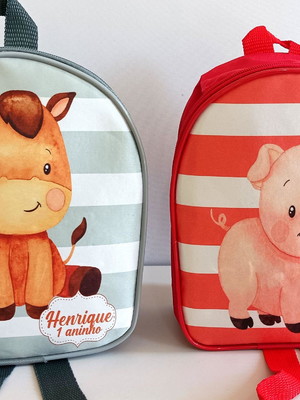 Mochila personalizada fazendinha aquarela