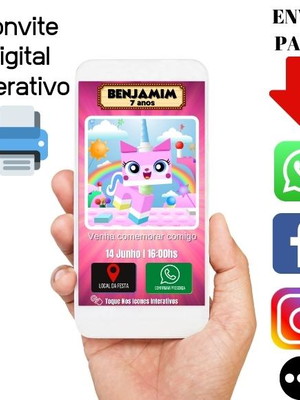 Convite de aniversario digital interativo - unikitty