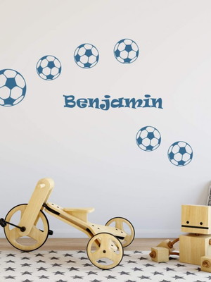 Adesivo de parede - nome com bolas de futebol