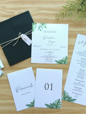 Convite de casamento tropical botânica