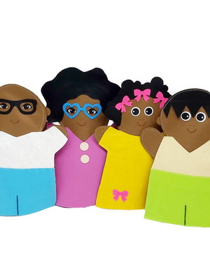 Fantoche - feltro - família afro - kits e gifts