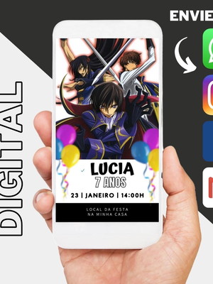 Convite digital de aniversario - tema code geass