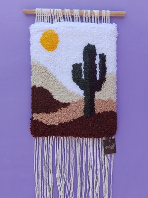 Tufting - tapeçaria de parede - cacto dia