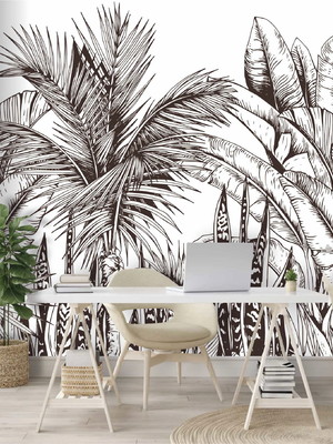 Papel de parede coqueiros tropical folhagem parede g1021
