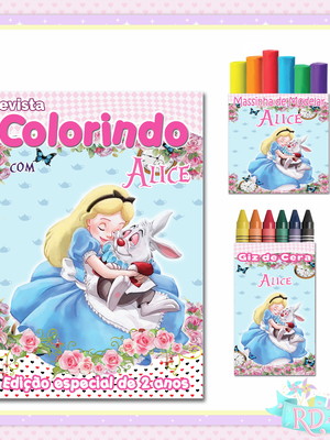 Kit colorir com massinha alice no país das maravilhas