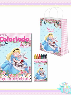 Kit colorir com sacolinha alice no país das maravilhas
