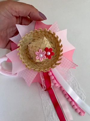 Chapéu festa junina, chapéu de palha junino para bebês faixa