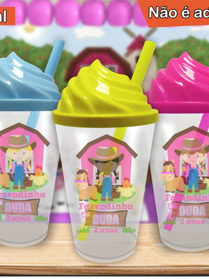 Copo chantilly personalizado fazendinha rosa - 300 ml