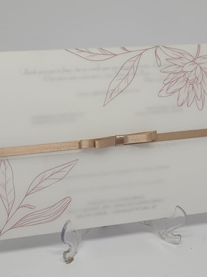 Convite casamento minimalista nude rosê vegetal