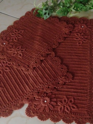 Kit tapete de cozinha crochê conjunto tapete com três peças