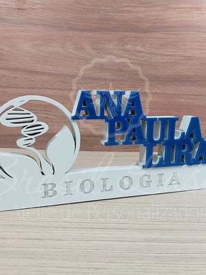 Decoração para biólogo branco com acrílico 30cm