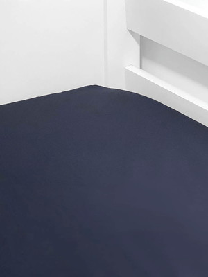 Lençol de elástico viúva liso azul marinho