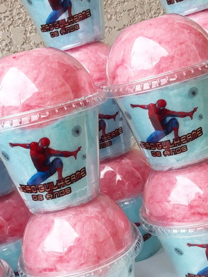 Algodão doce com tampa de algodão doce tema homem aranha