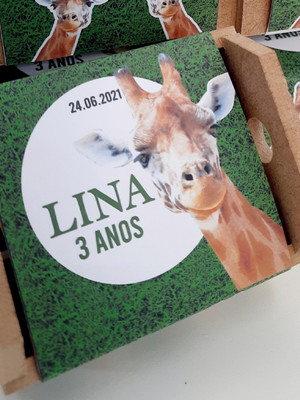 Brinde cultivo caixote com cinta - tema girafa
