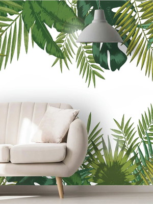 Adesivo parede tropical folhagem folhas jungle parede g1011