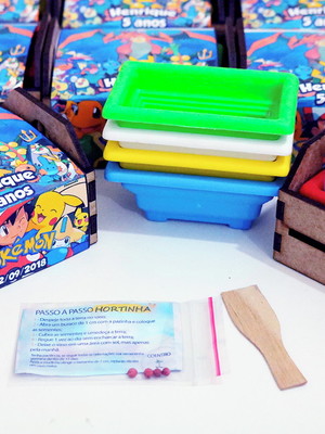Lembrança cultivo caixote com cinta personalizada - pokémon
