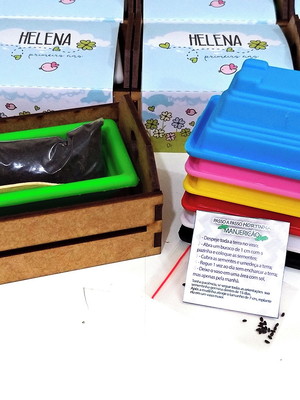 Lembrança cultivo caixote com cinta personalizada - jardim