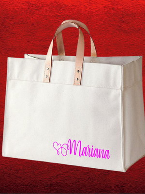 Sacola 40x33x18 em nylon (mochila) c/alças de couro pers.