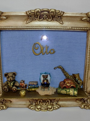 Quadro decorativo bebê porta maternidade otto com luz de led