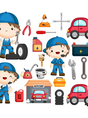 Kit digital clipart mecânico