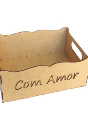 Bandeja mdf caixote - kit 10 peças - com amor