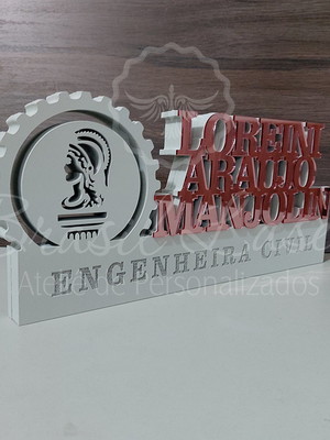 Decoração engenheiro civil branco com acrílico 30cm