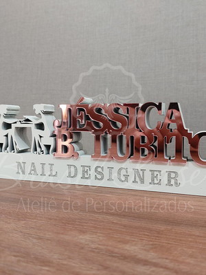Decoração manicure branco com acrílico 30cm