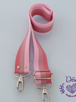 Alça para bolsa listras rosa