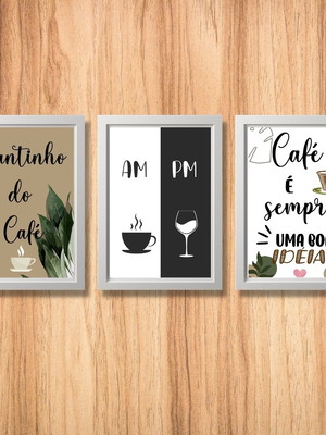 Cantinho do café quadro am pm cafe vinho 20x30 moldura