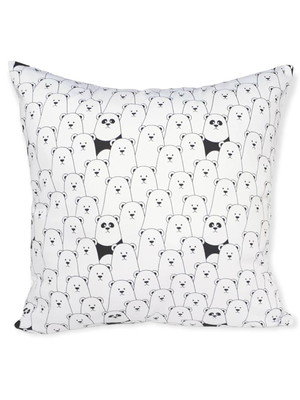 Capa de almofada quadrada urso polar e panda