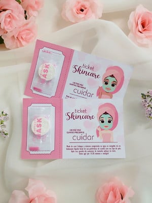 Ticket skincare com máscara desidratada - mimo cliente