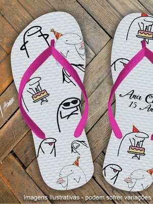Brinde 15 anos - chinelo sandália personalizada flork meme