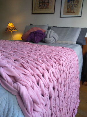 Manta peseira extra larga em tricô gigante para cama king