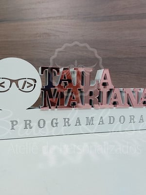 Decoração programador branco com acrílico 30cm