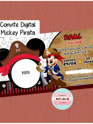 Convite digital mickey pirata (com foto)
