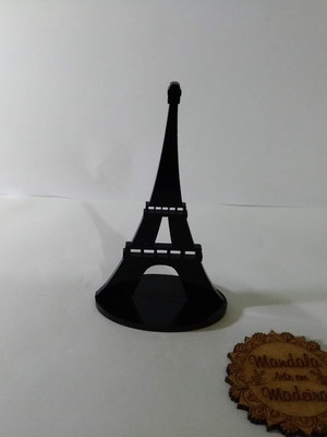 Aplique torre eiffel com base em acrílico preto 5 cm