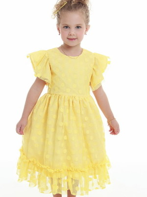 Vestido infantil tule poá amarelo