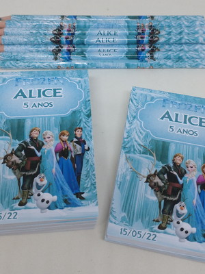 Bloquinho com lápis frozen