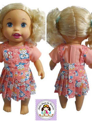 Jardineira c/ camiseta para baby alive (valor por conjunto)