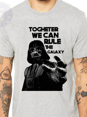 Camiseta darth vader rule the galaxy star wars cinza mescla
