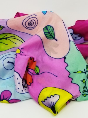 Lenço em seda pura multicolorido