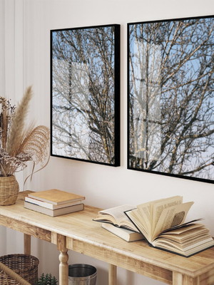 Quadros decorativos modernos paisagem galhos moldura e vidro