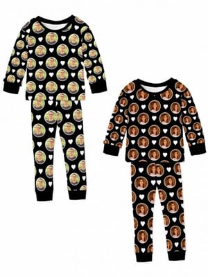 Kit 2 pijamas inverno casal personalizado com foto coração