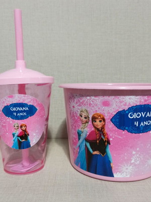Balde de pipoca com copo frozen