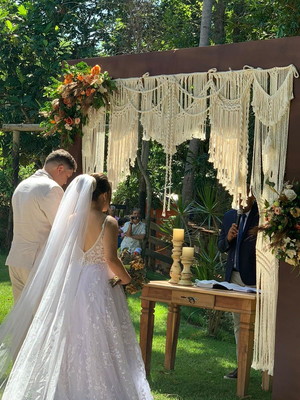 Painel de macramê para casamento