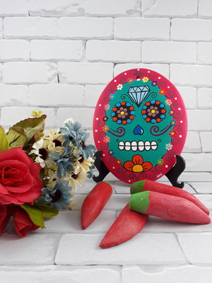 Quadro caveira mexicana oval c.2242