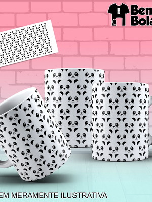 Caneca panda urso desenho focinhos fofos