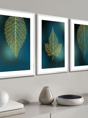 Kit quadro decorativo folhagem verde para sala com molduras
